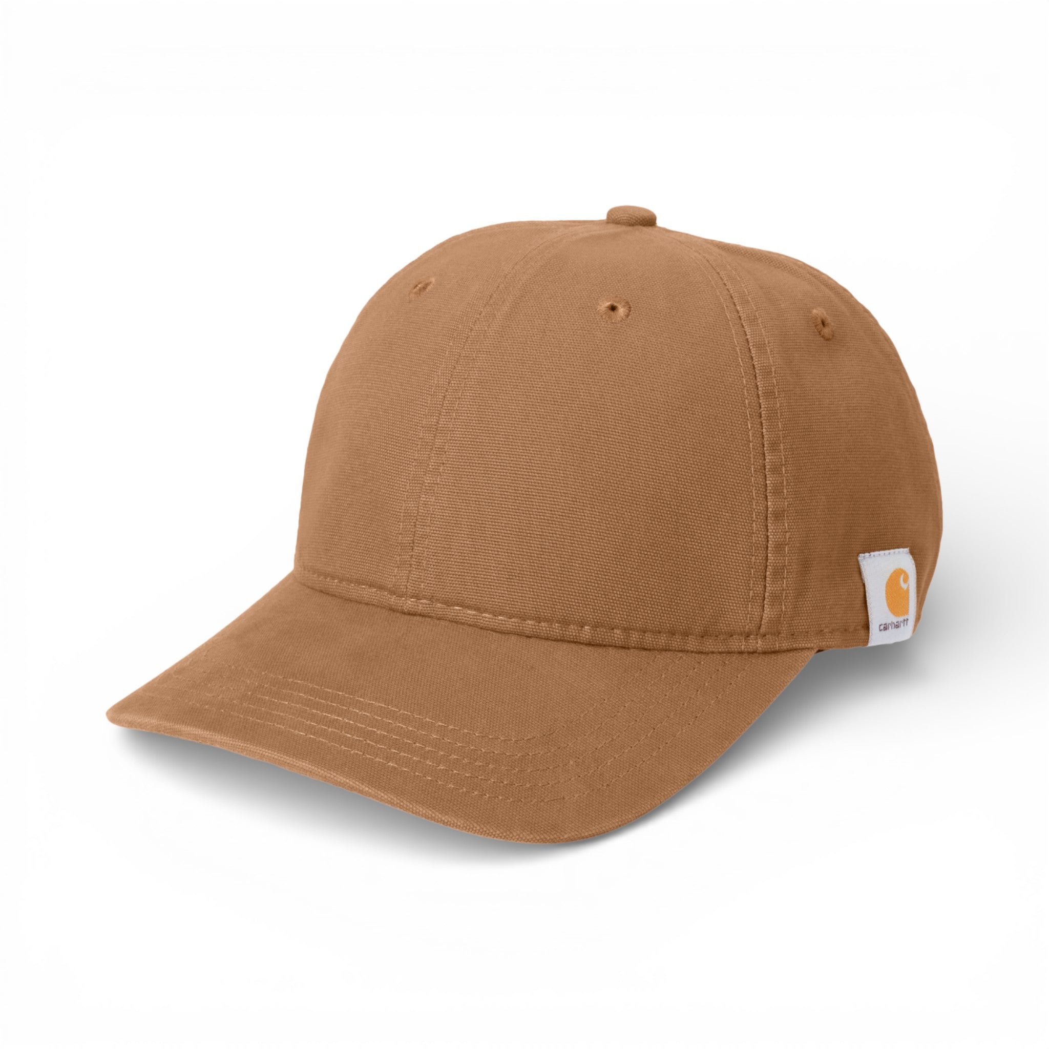 Left side view of Carhartt CT103938 custom hat in carhartt brown