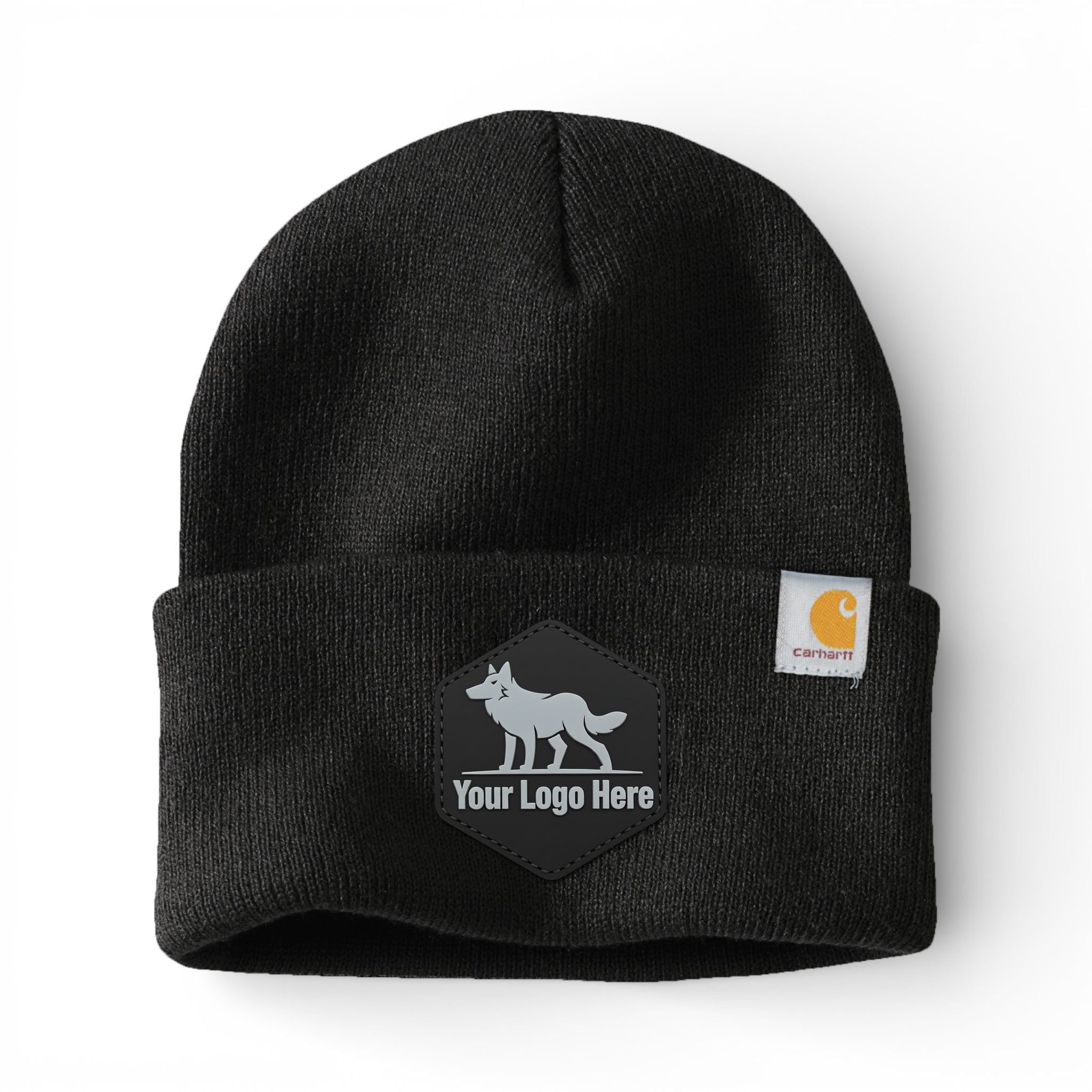 PVC patch preview of Carhartt CT104597 custom hat in black