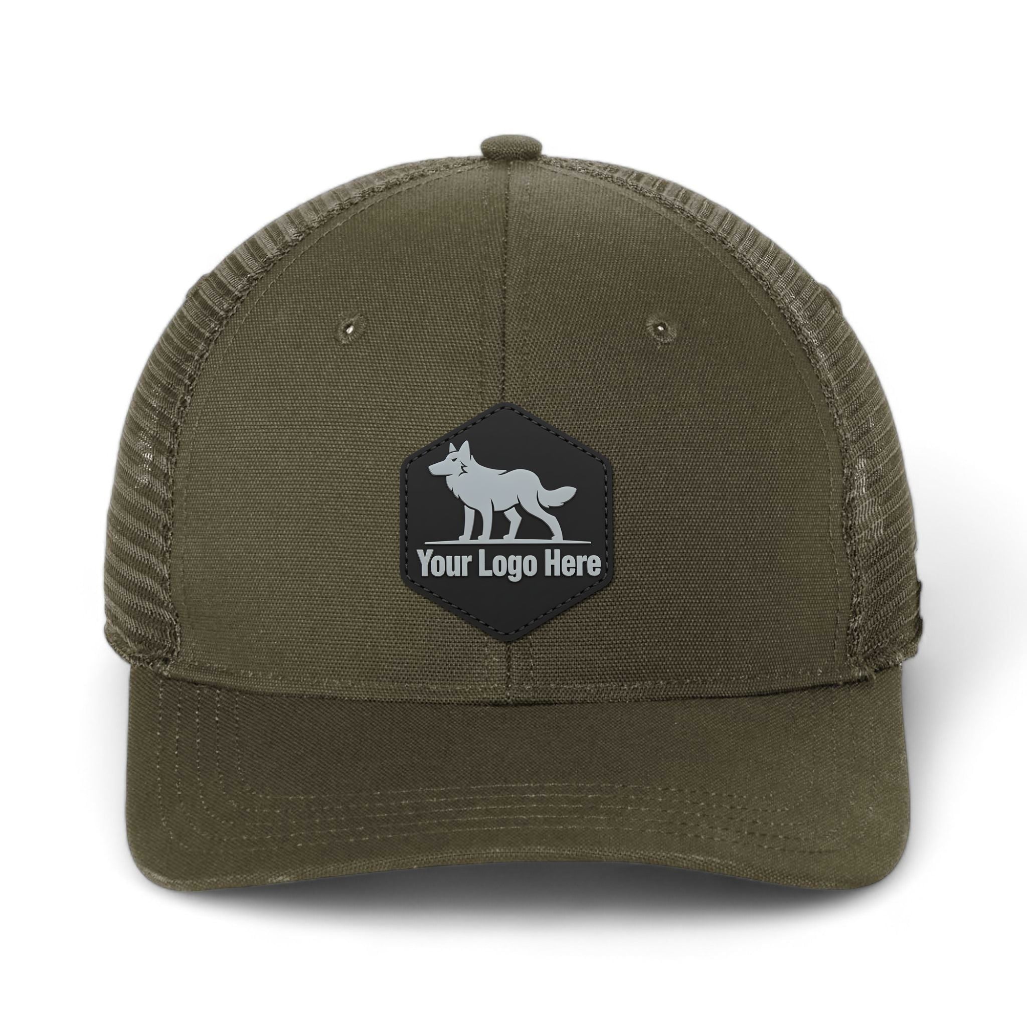 PVC patch preview of Carhartt CT105298 custom hat in moss