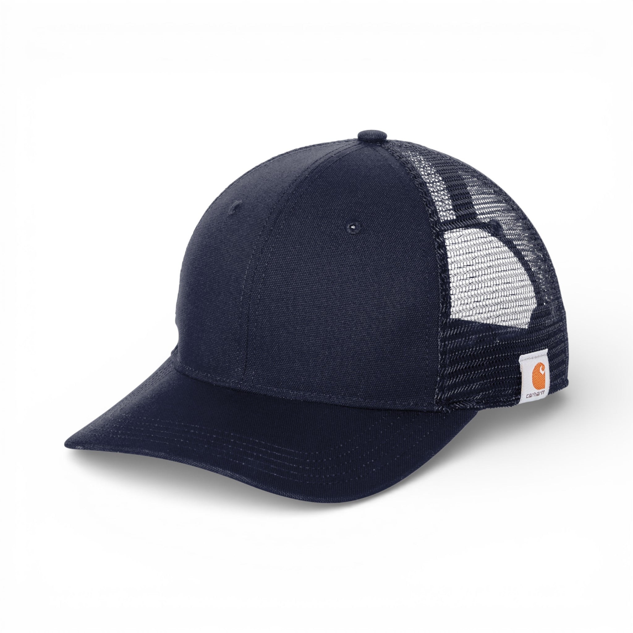 Left side view of Carhartt CT105298 custom hat in navy