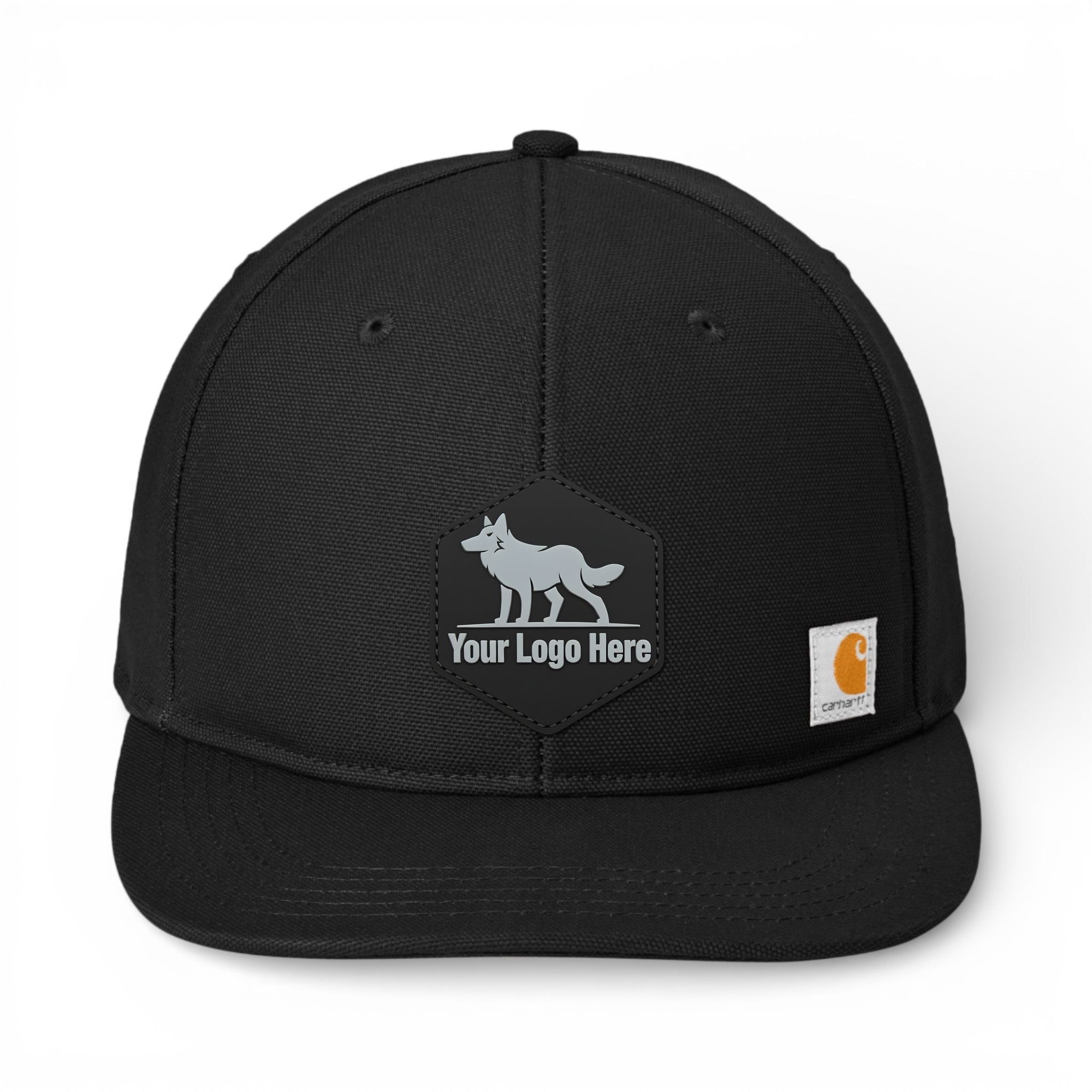 PVC patch preview of Carhartt CT106665 custom hat in black