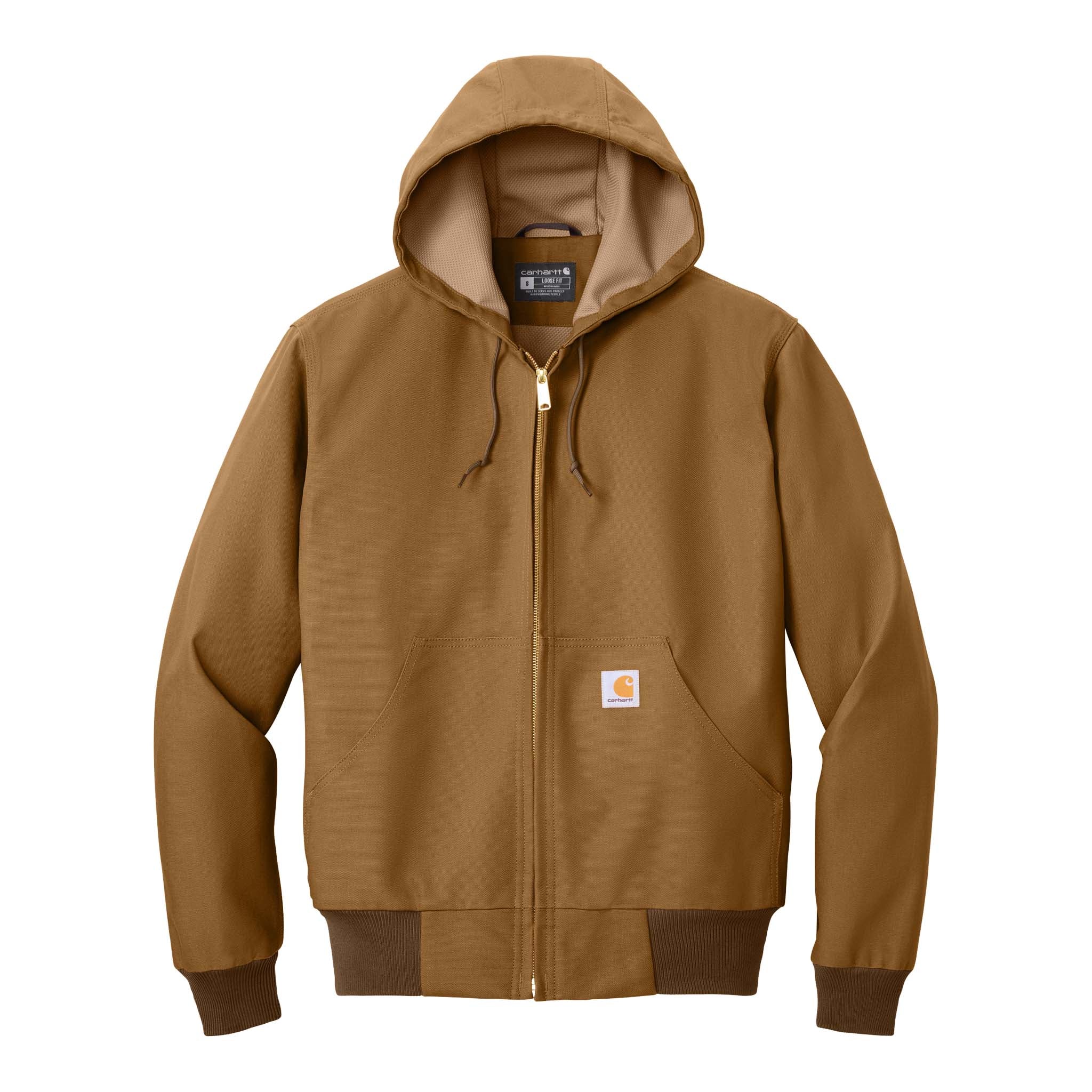 Carhartt CT106678 custom jacket in carhartt brown, front view