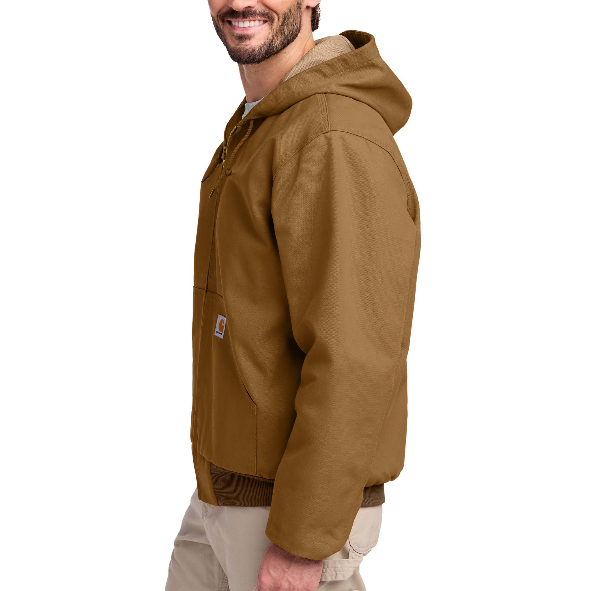 Carhartt CT106678 custom jacket in carhartt brown, left side view