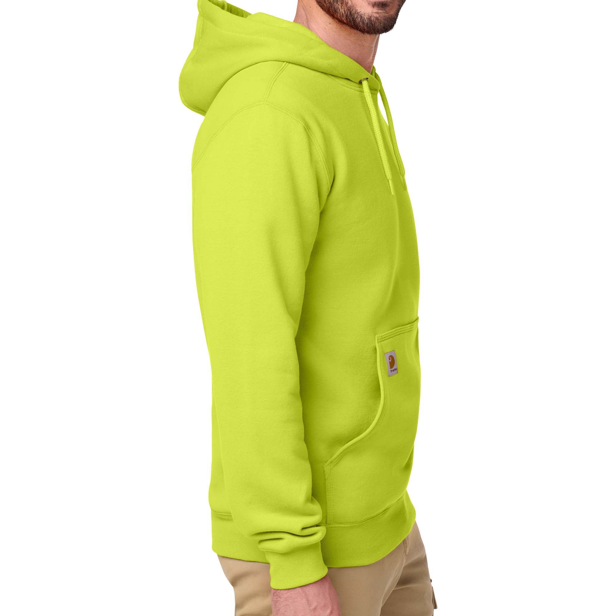Carhartt CTK121 custom hoodie in brite lime, right side view
