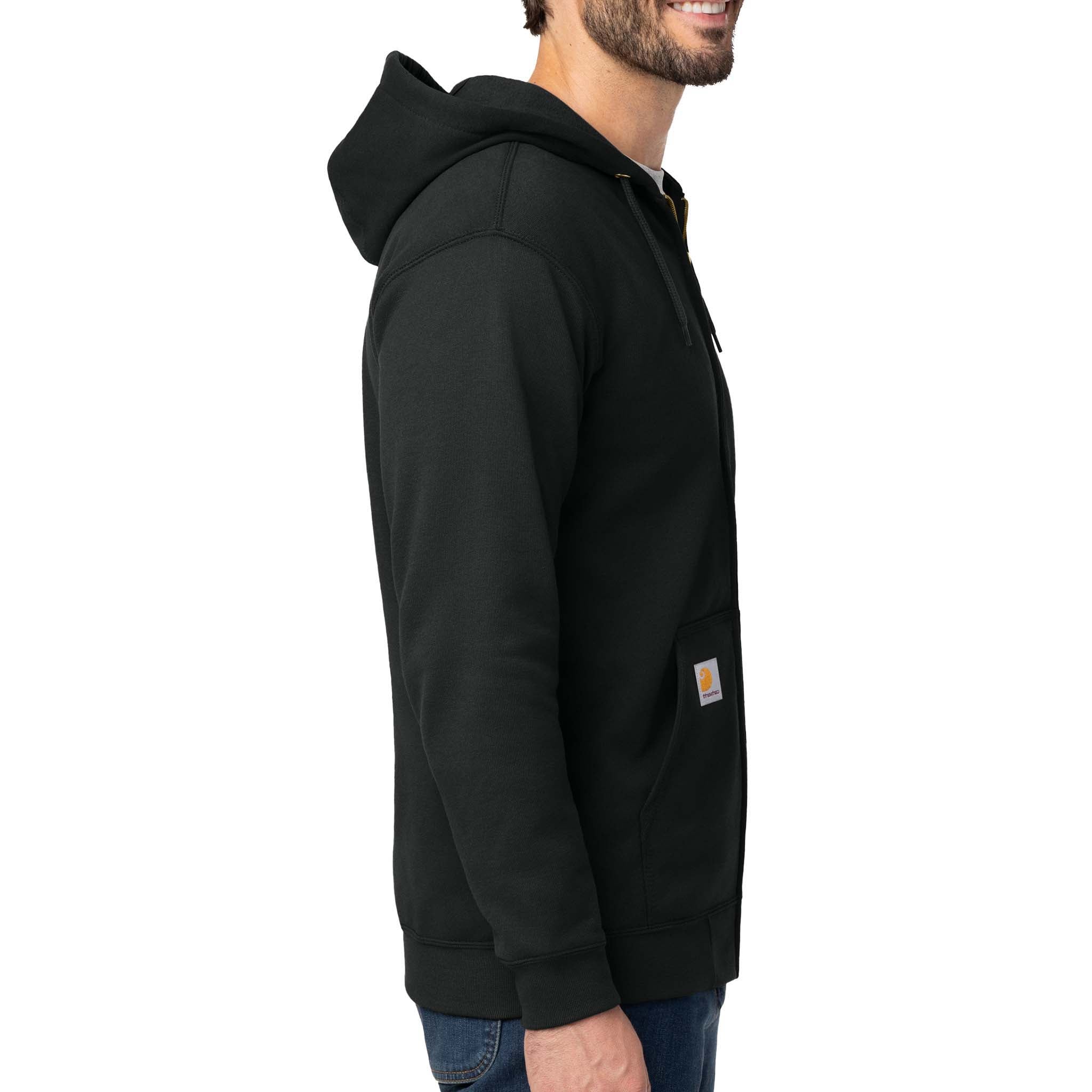 Carhartt CTK122 custom full-zip hoodie in black, right side view