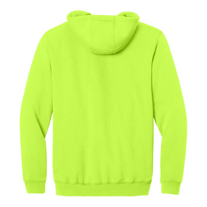 Carhartt CTK122 custom full-zip hoodie in brite lime, back view