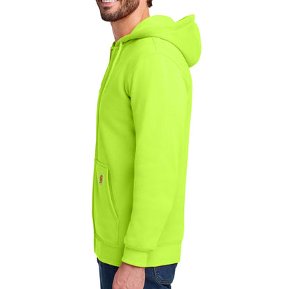 Carhartt CTK122 custom full-zip hoodie in brite lime, left side view
