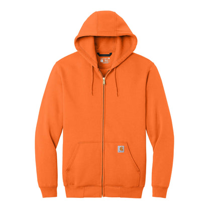 Carhartt CTK122 custom full-zip hoodie in brite orange, front view