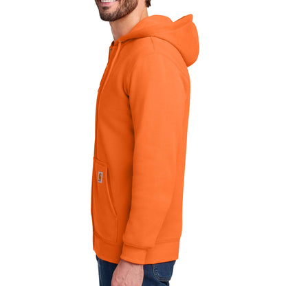 Carhartt CTK122 custom full-zip hoodie in brite orange, left side view
