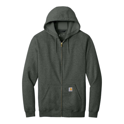 Carhartt CTK122 custom full-zip hoodie in carbon heather, front view