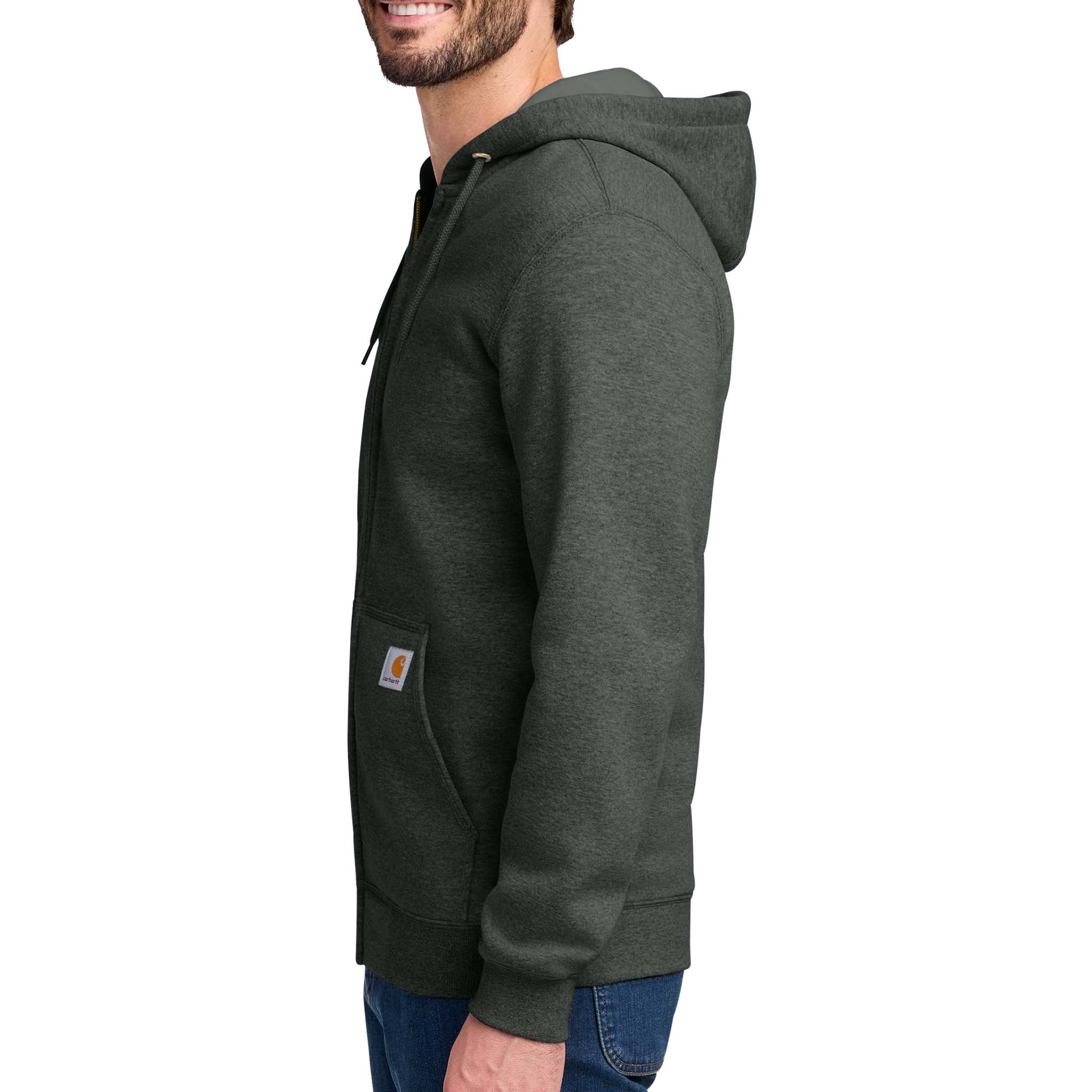 Carhartt CTK122 custom full-zip hoodie in carbon heather, left side view