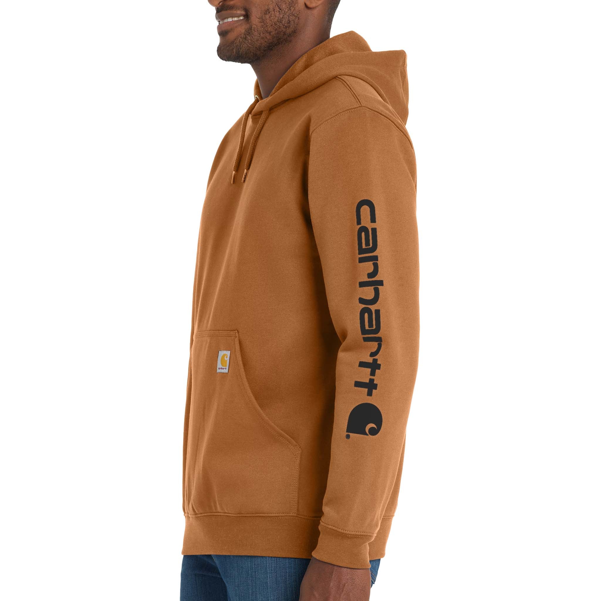 Carhartt CTK288 custom hoodie in carhartt brown, left side view