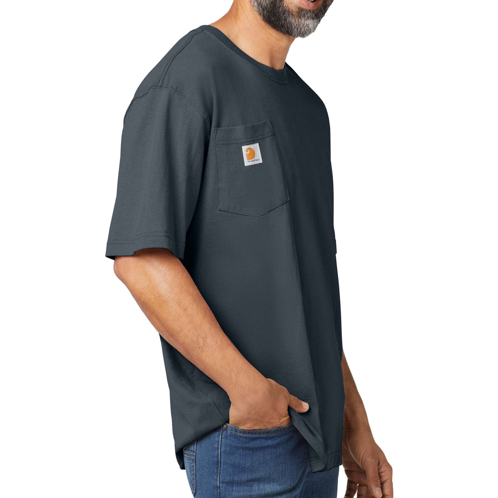 Carhartt CTK87 custom short sleeve t-shirt in bluestone, right side view