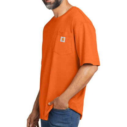 Carhartt CTK87 custom short sleeve t-shirt in brite orange, left side view