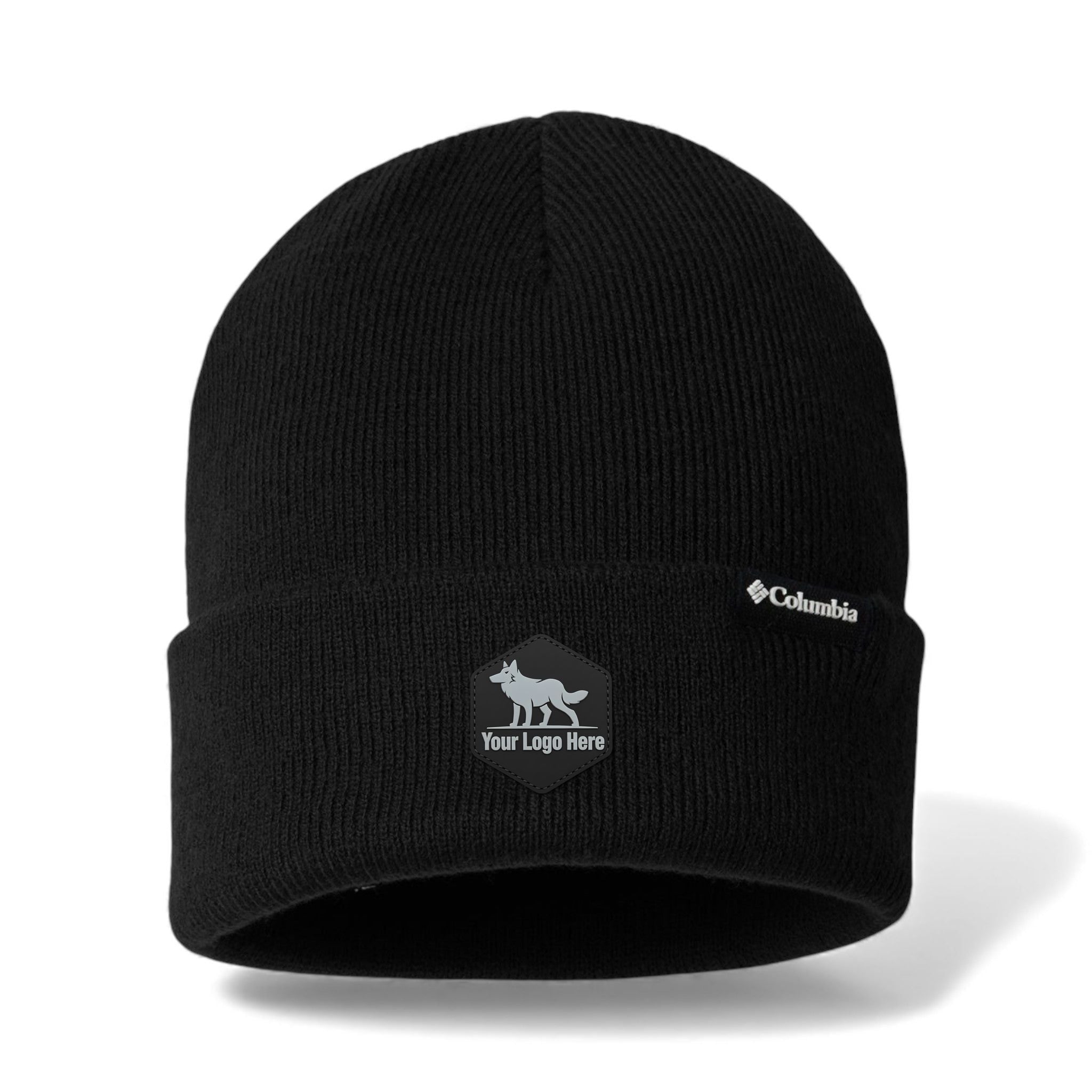 PVC patch preview of Columbia 216512 custom hat in black