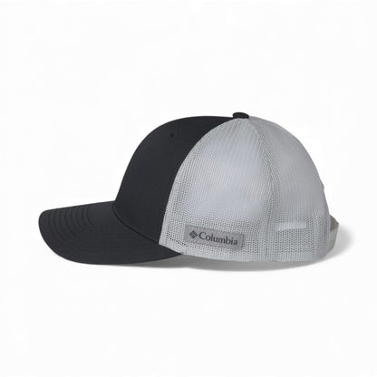 Left side view of Columbia 216513 custom hat in black and cool grey