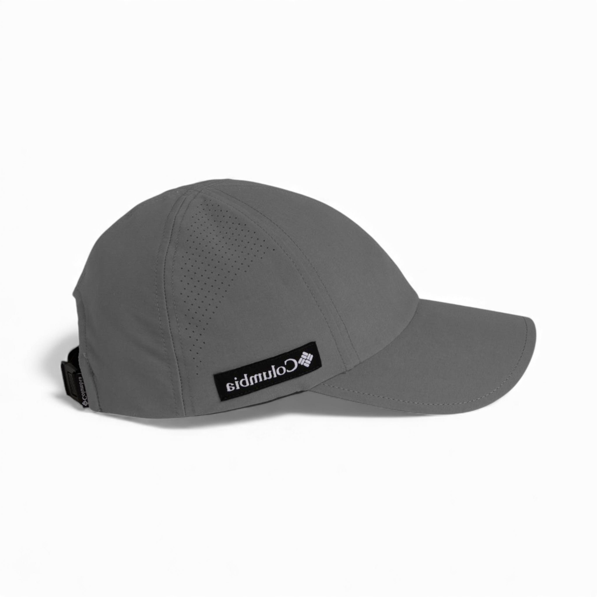 Right side view of Columbia 216514 custom hat in city grey