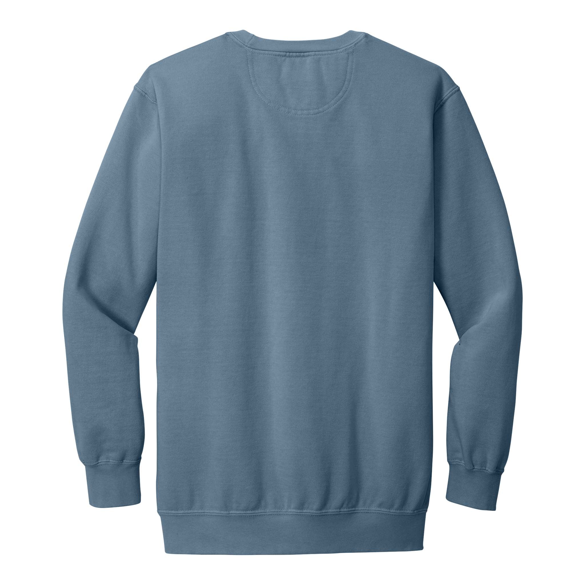 Comfort Colors 1566 custom crewneck in blue jean, back view