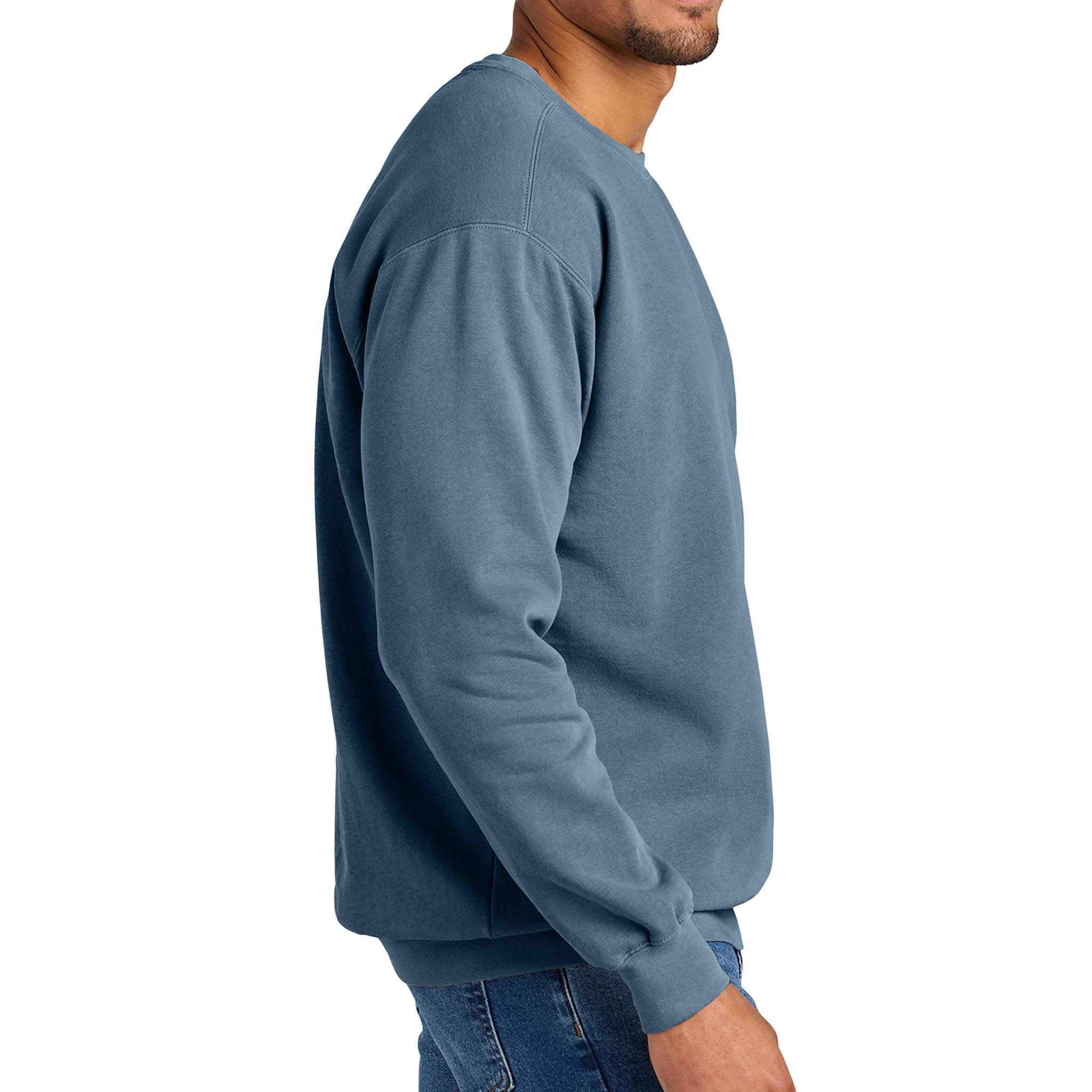 Comfort Colors 1566 custom crewneck in blue jean, right side view