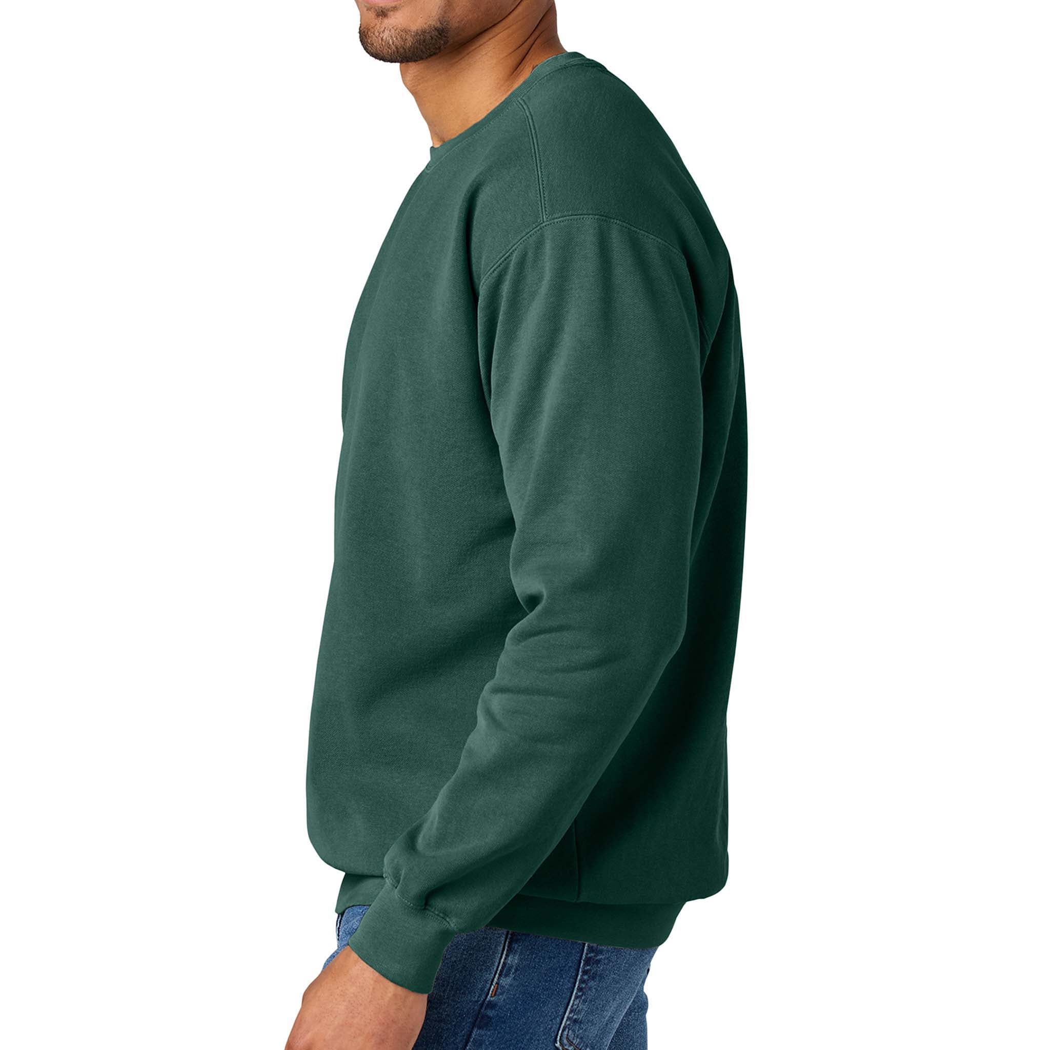 Comfort Colors 1566 custom crewneck in blue spruce, left side view