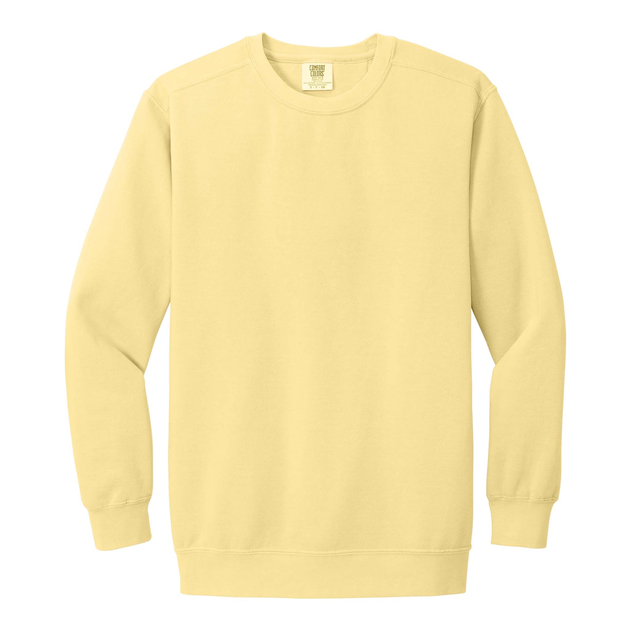 Comfort Colors 1566 custom crewneck in butter, front view