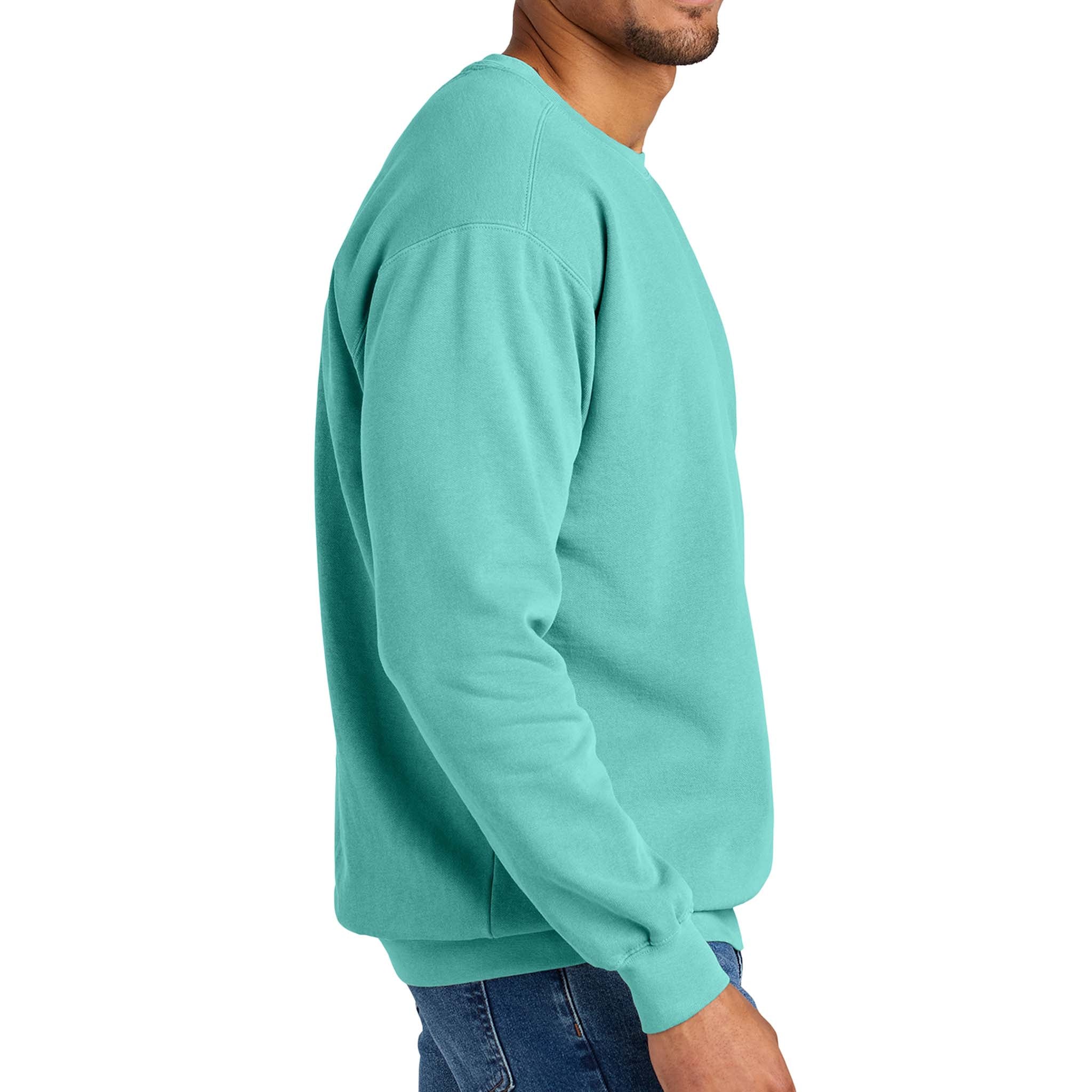Comfort Colors 1566 custom crewneck in chalky mint, right side view