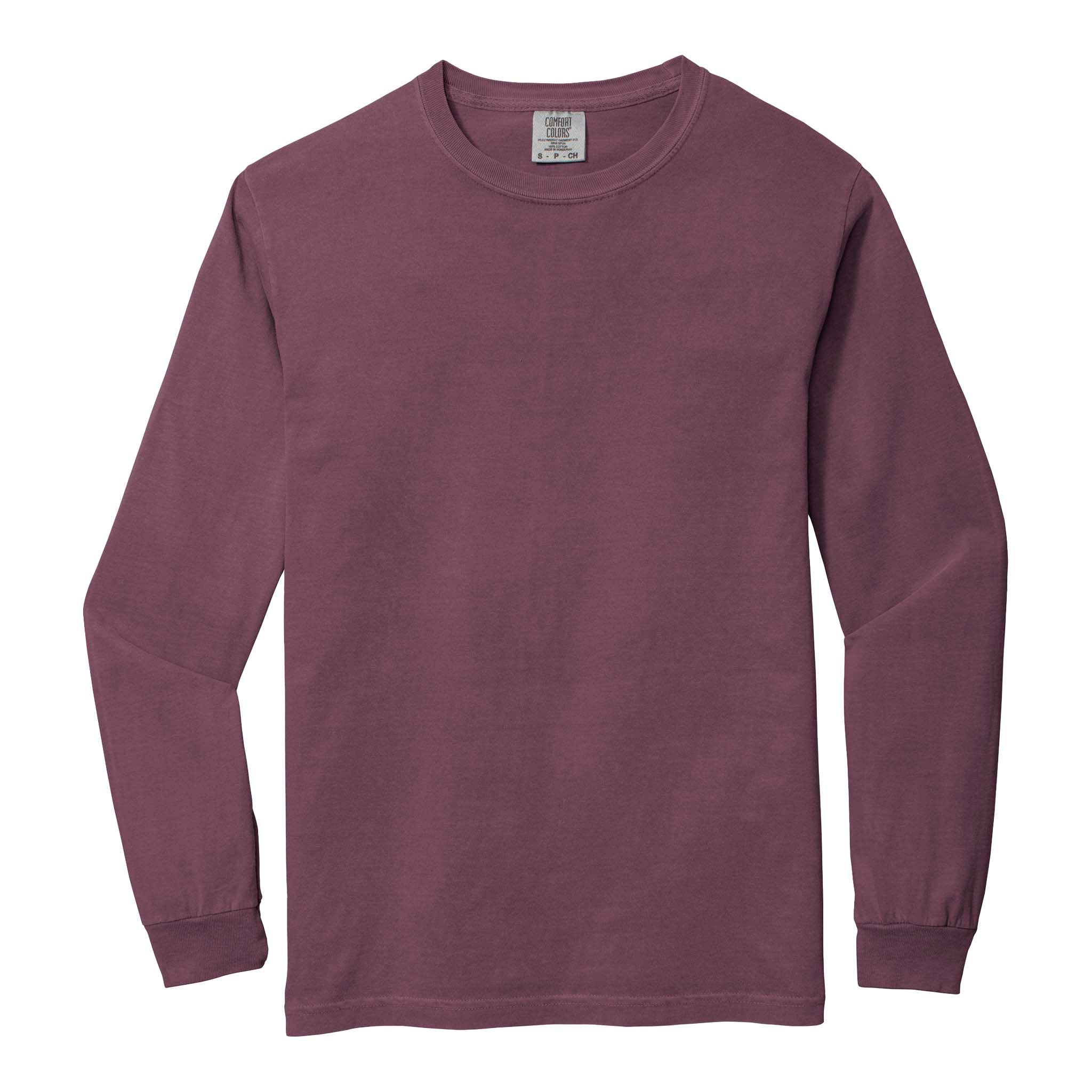 Comfort Colors 6014 custom long sleeve t-shirt in berry, front view