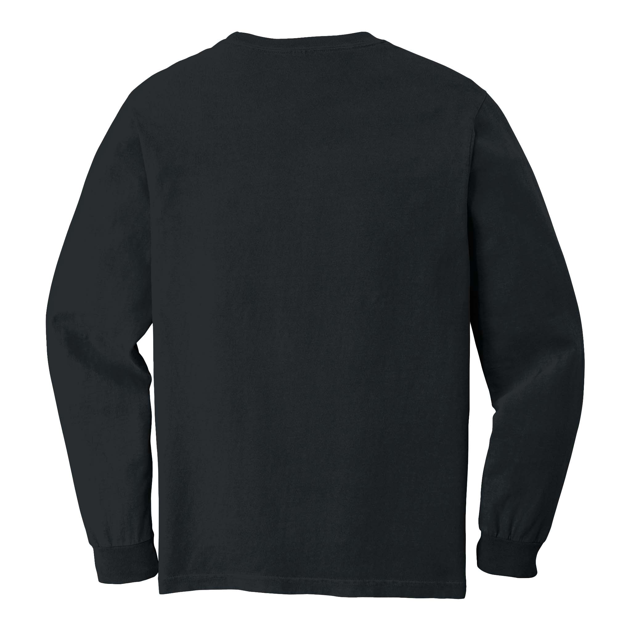 Comfort Colors 6014 custom long sleeve t-shirt in black, back view