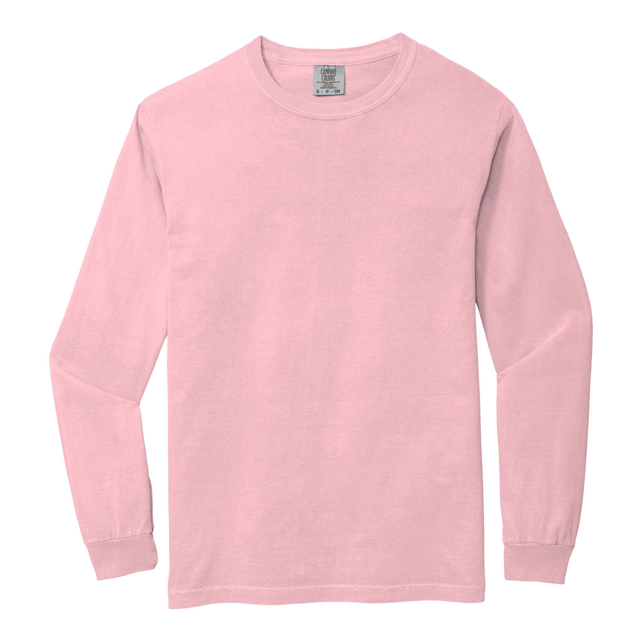 Comfort Colors 6014 custom long sleeve t-shirt in blossom, front view