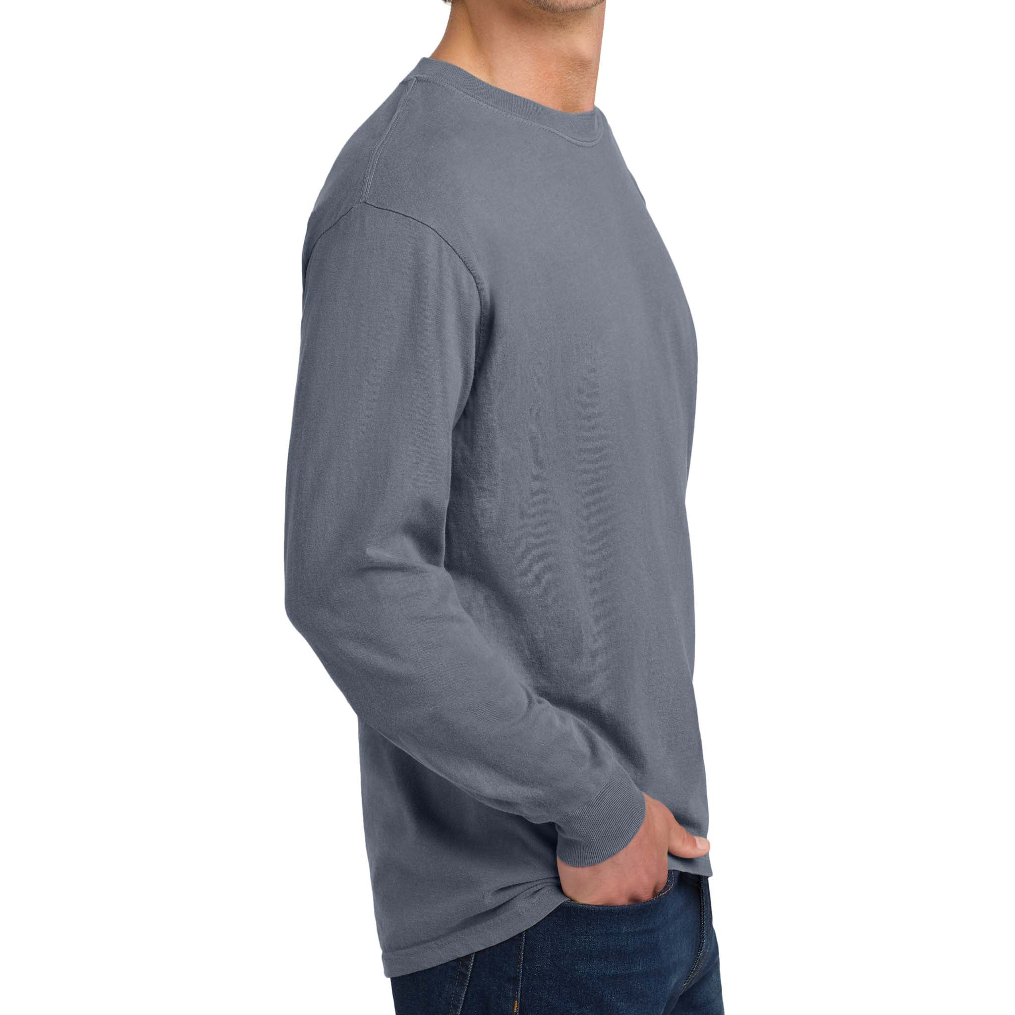 Comfort Colors 6014 custom long sleeve t-shirt in blue jean, right side view
