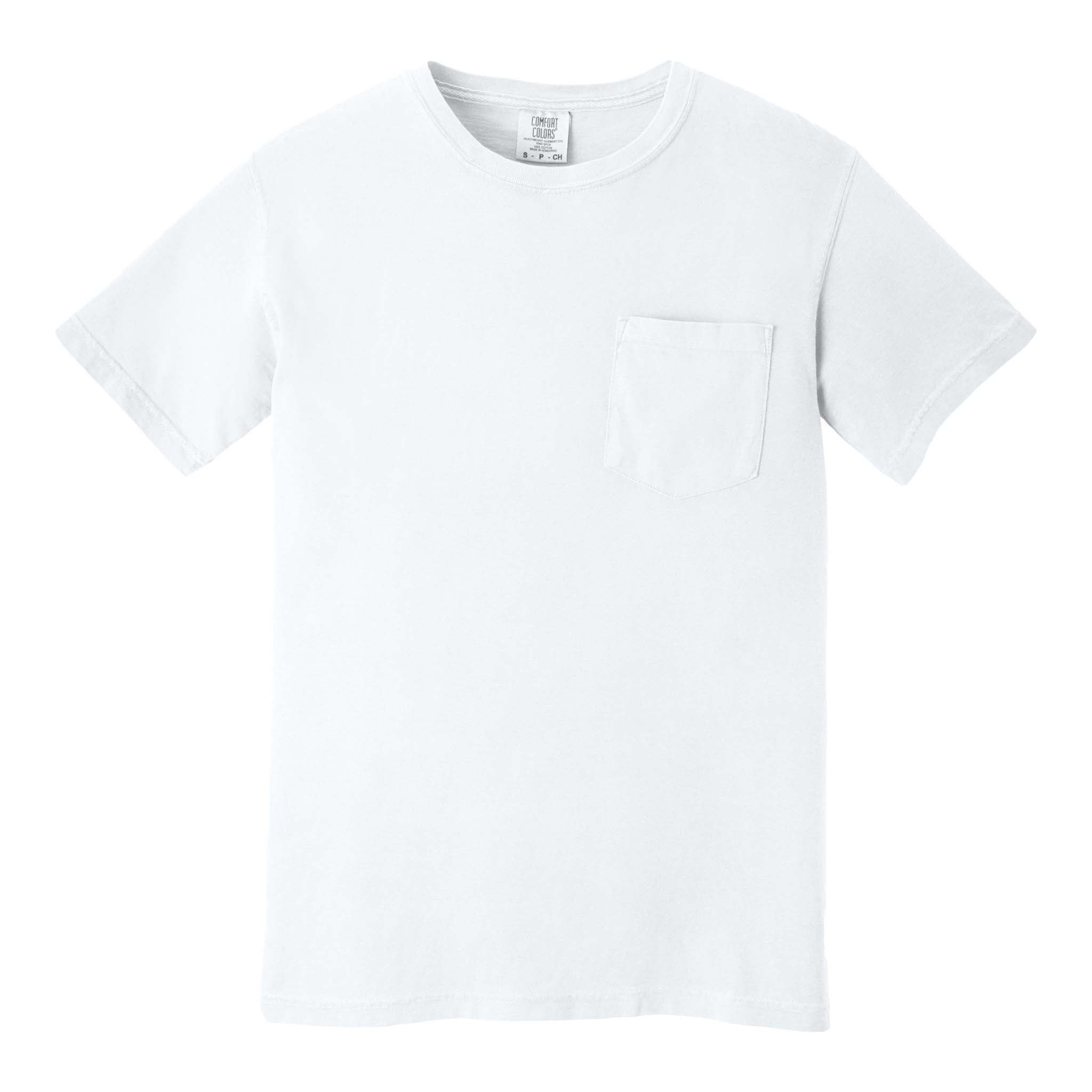 Comfort Colors 6030 custom short sleeve t-shirt in white, front view