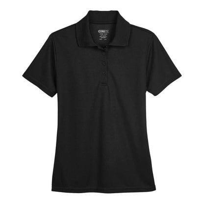 Core 365 78181 custom polo in black, front view