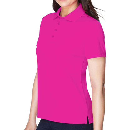 Core 365 78181 custom polo in bright magenta, left side view