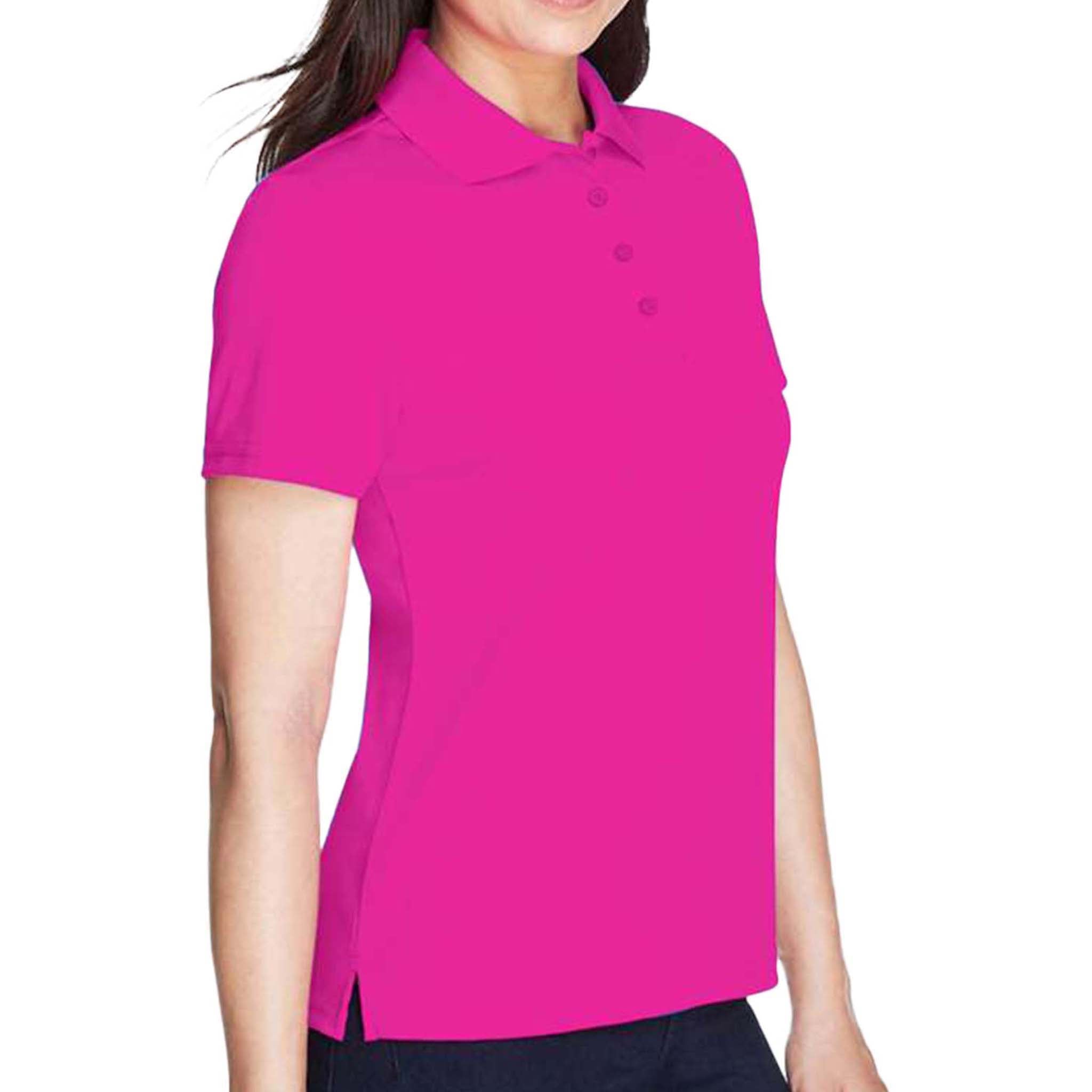 Core 365 78181 custom polo in bright magenta, right side view