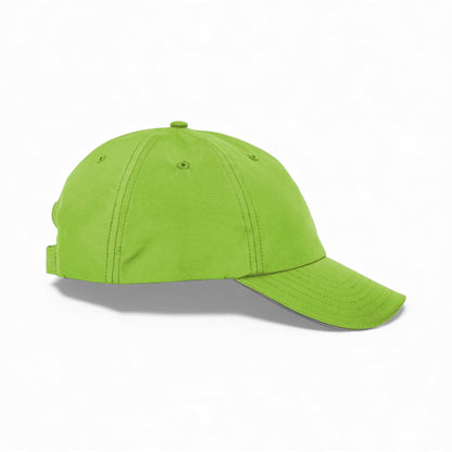 Right side view of Core 365 CE001 custom hat in acid green