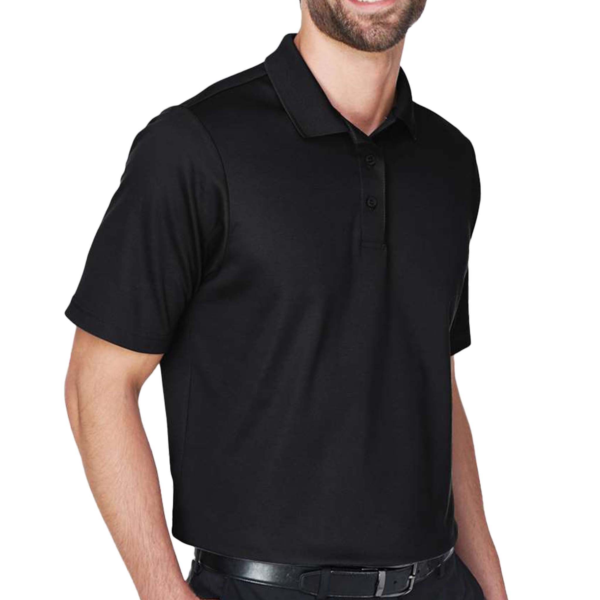 Devon & Jones DG20 custom polo in black, right side view
