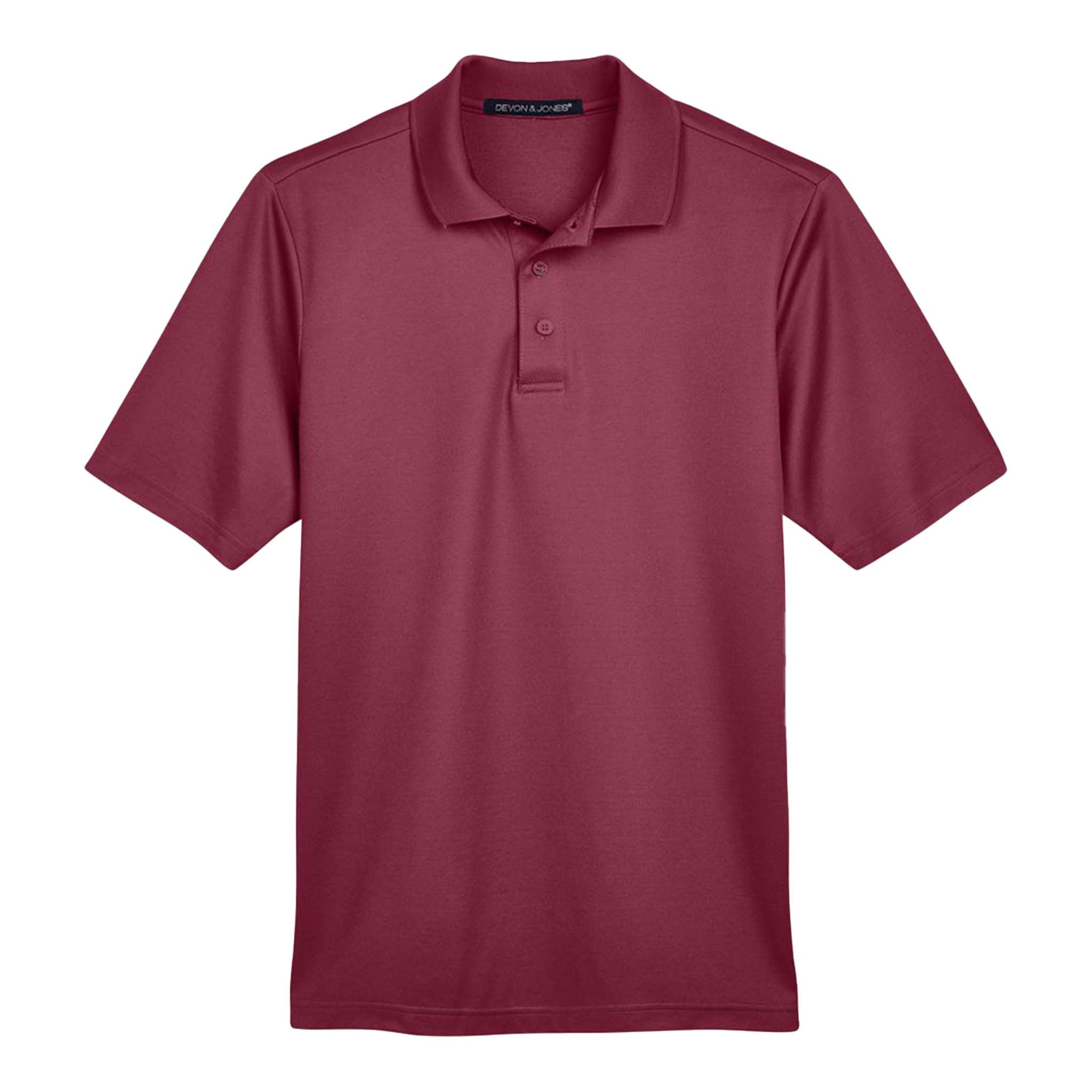 Devon & Jones DG20 custom polo in burgundy, front view
