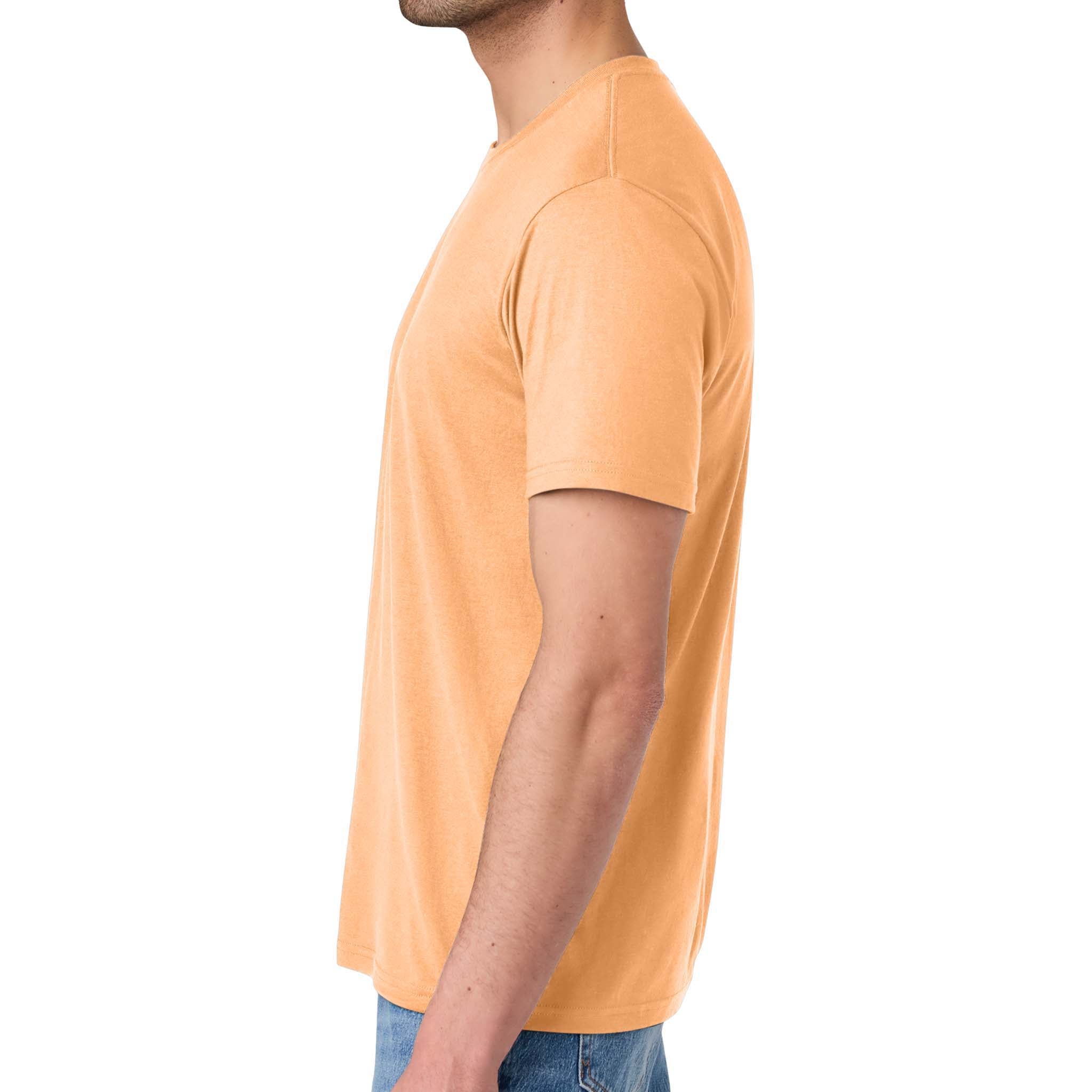 District DM130 custom short sleeve t-shirt in apricot, left side view