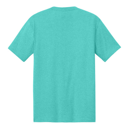 District DM130 custom short sleeve t-shirt in aqua heather, back view