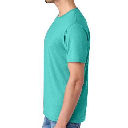 District DM130 custom short sleeve t-shirt in aqua heather, left side view
