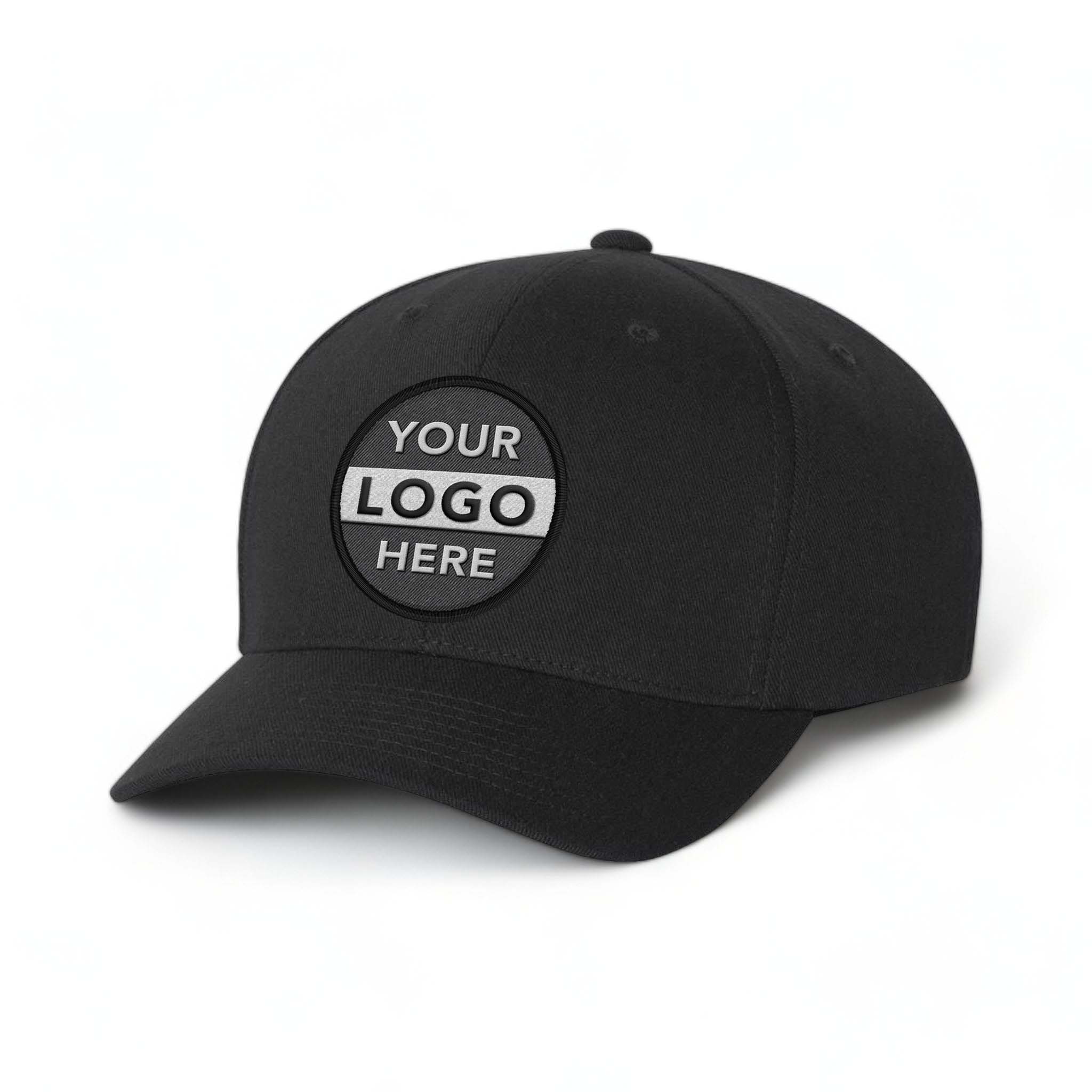 Flexfit 110C custom embroidered patch hat in black