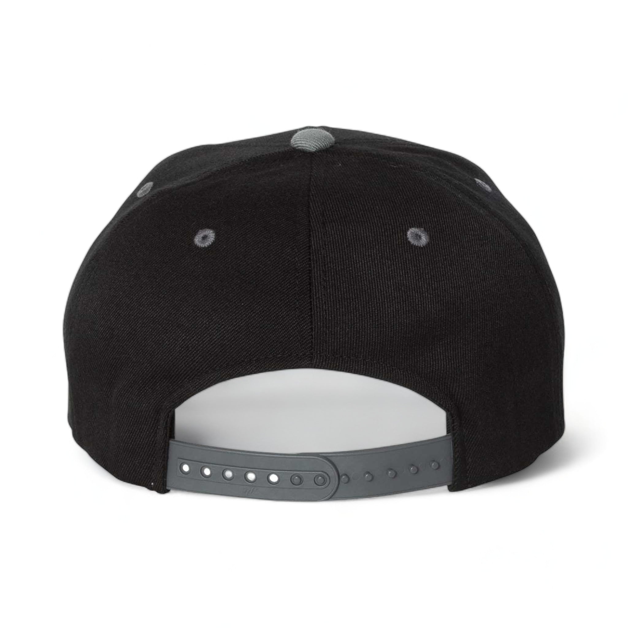 Back view of Flexfit 110F custom hat in black and grey