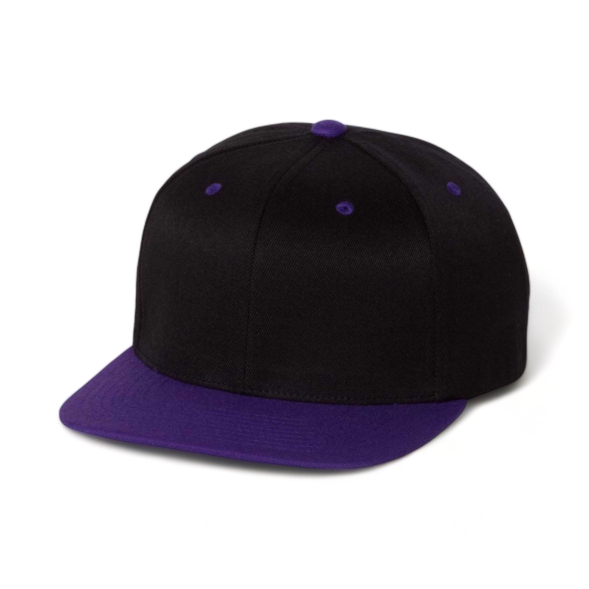Front view of Flexfit 110F custom hat in black and purple