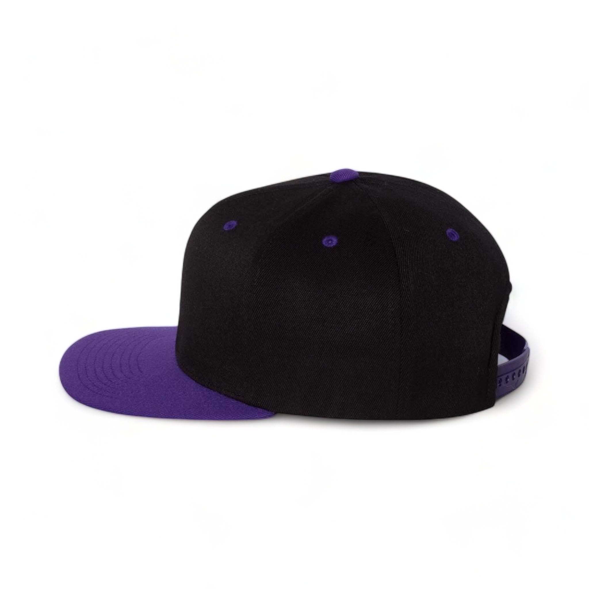 Side view of Flexfit 110F custom hat in black and purple