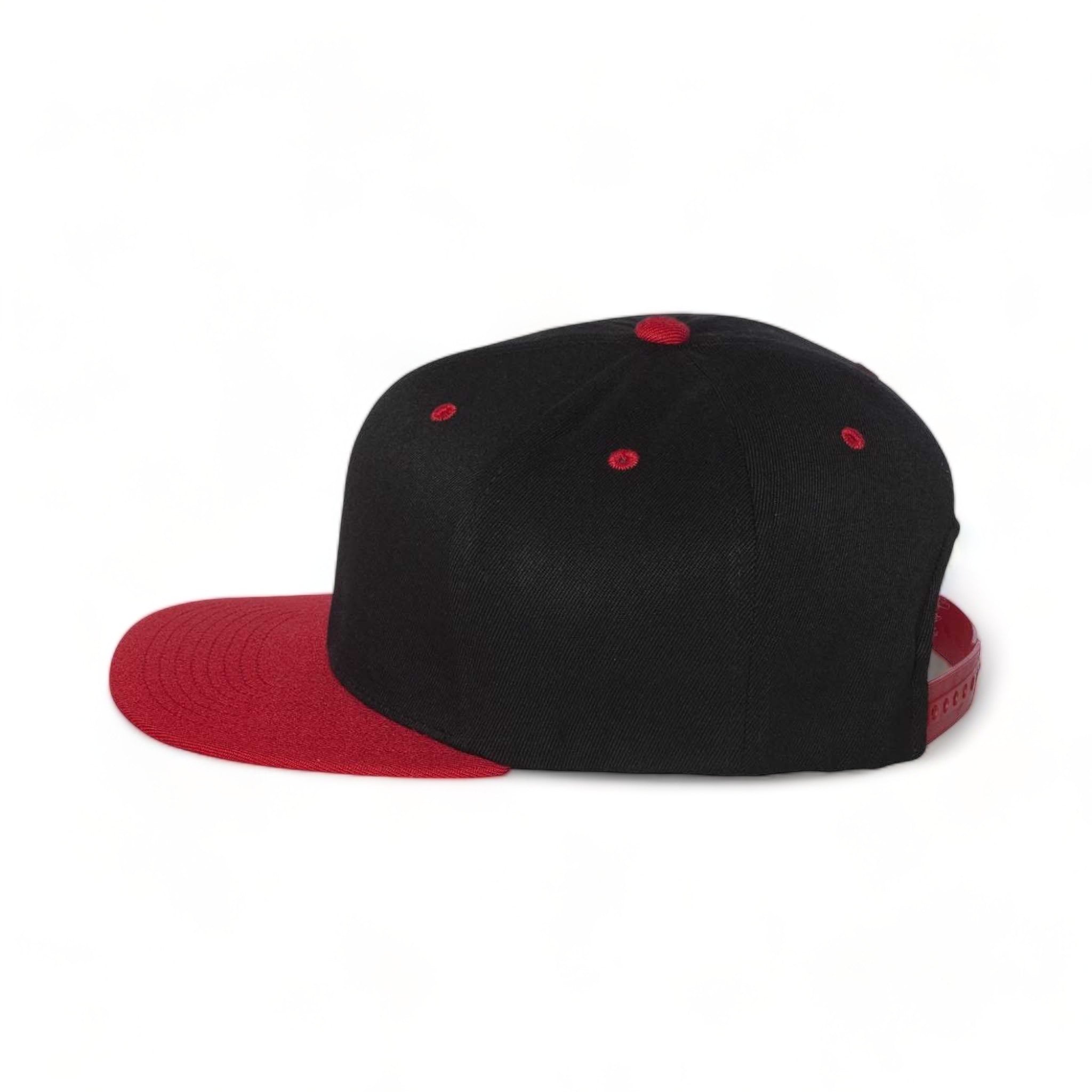 Side view of Flexfit 110F custom hat in black and red