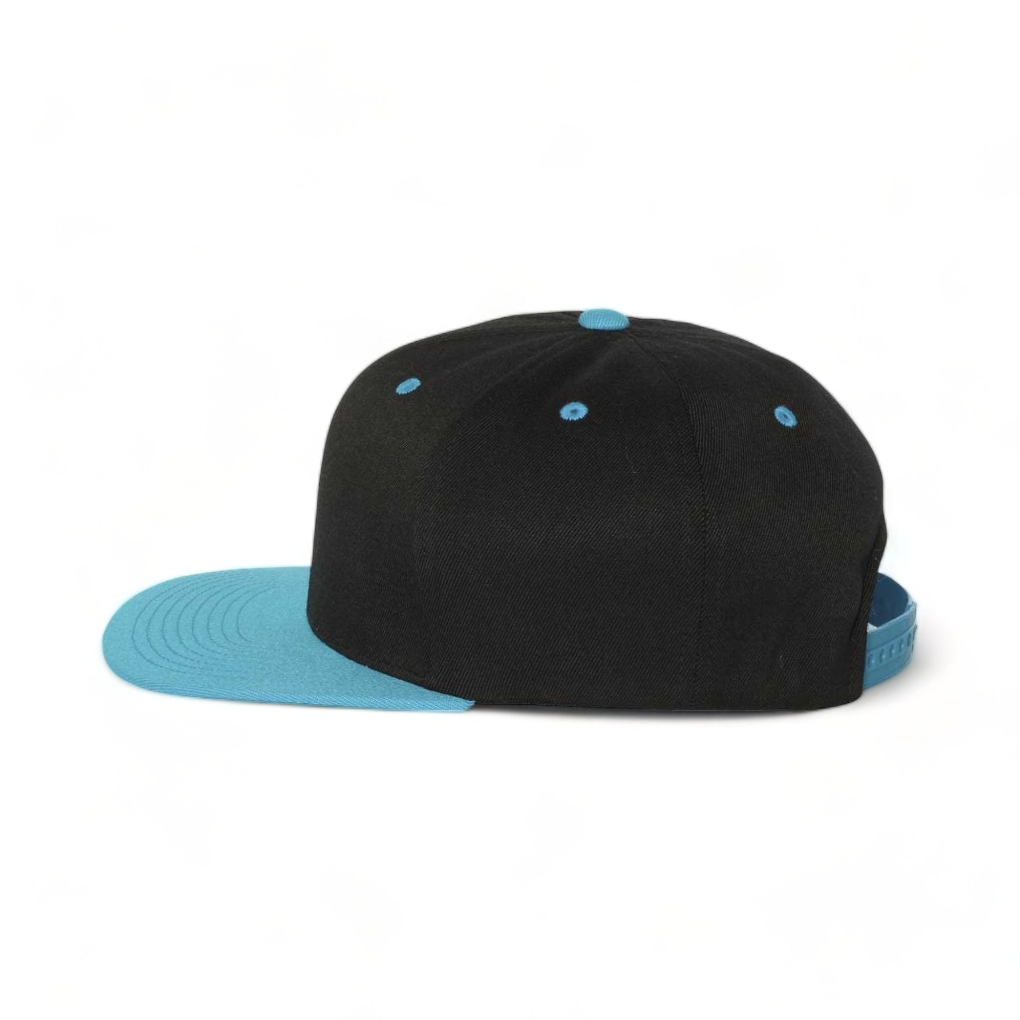 Side view of Flexfit 110F custom hat in black and teal