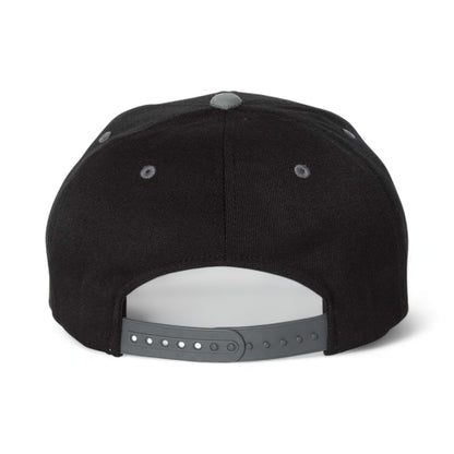 Back view of Flexfit 110F custom hat in black and grey