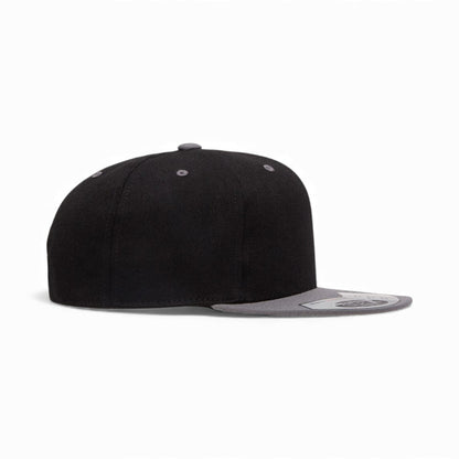 Right side view of Flexfit 110F custom hat in black and grey