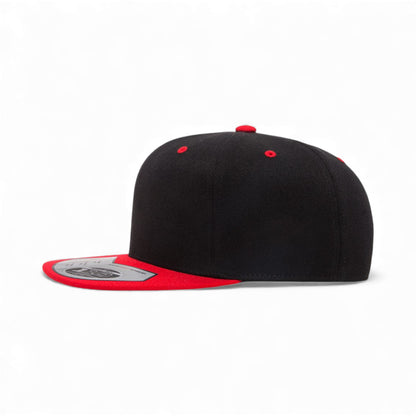 Left side view of Flexfit 110F custom hat in black and red