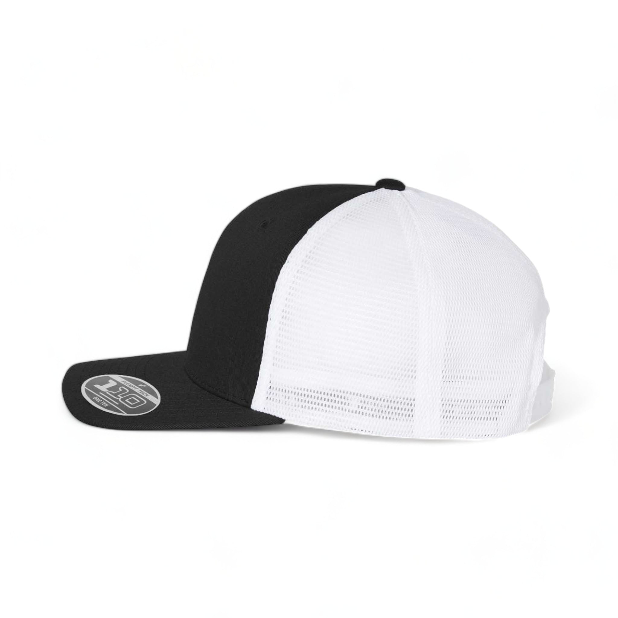 Side view of Flexfit 110M custom hat in black and white